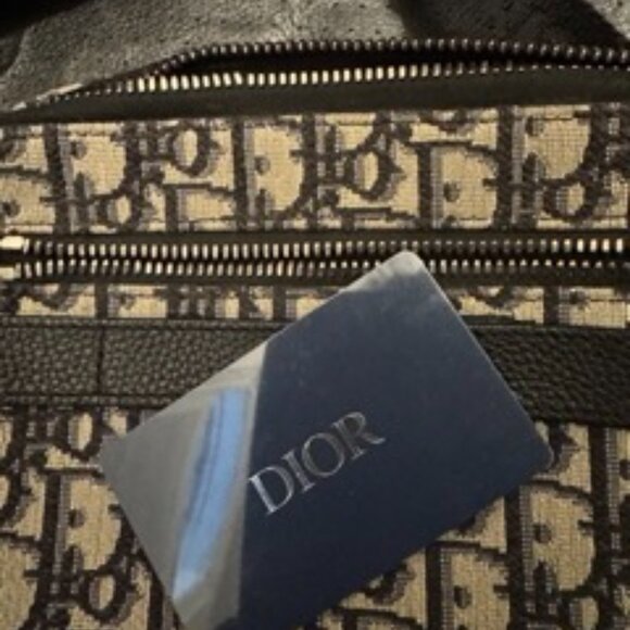 Dior Zipped Pouch with Strap Oblique Jacquard Beige and Black - Picture 6 of 14